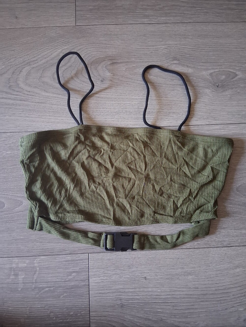 Shein khaki green spaghetti strap bandeau top